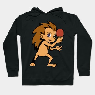 Cartoon hedgehog playing table tennis Hoodie